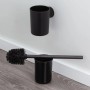 Tiger Toilettenbürste Tune mit Halter, gebürstetes Metall in Schwarz.