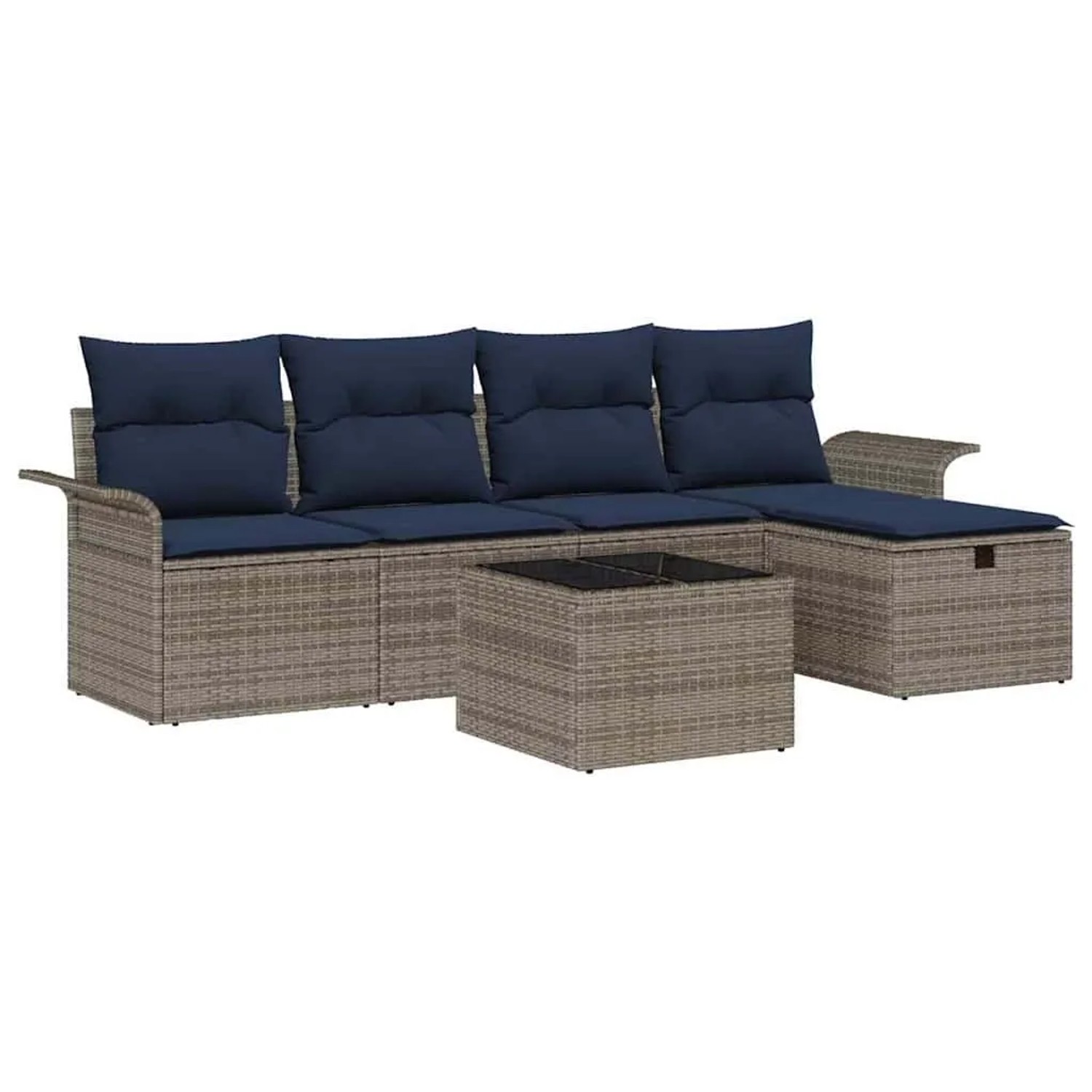 vidaXL Gartensofa-set mit Kissen mit Speicher 6 Stk Poly Rattan 3360206