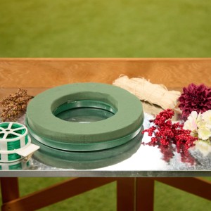 Relaxdays Steckschaumringe 3er Set Schaumstoff Grün Zuschneidbar 4 cm x 25 cm
