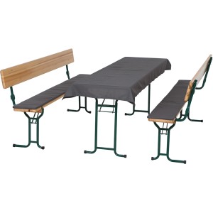 3-teilige Festzeltgarnitur Auflagen in Grau aus Baumwolle-Polyester. Bequeme Sitzkissen für Bänke.