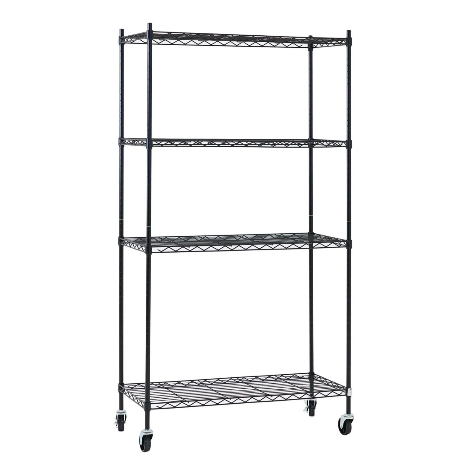 PROREGAL Gitterregal HADES Mit Rollen & 4 Gitterböden Metall 160x90x40cm Fachlast 75kg Metallregal Schwarz  Küchenregal Aufbewahrungsregal
