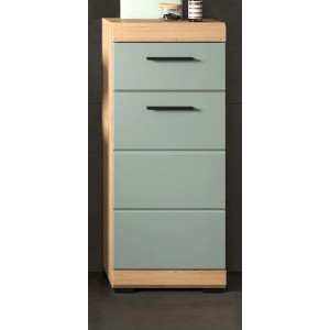 Inn.Furn Badezimmer Kommode in Grün und Eiche 37 x 88 cm Shawn