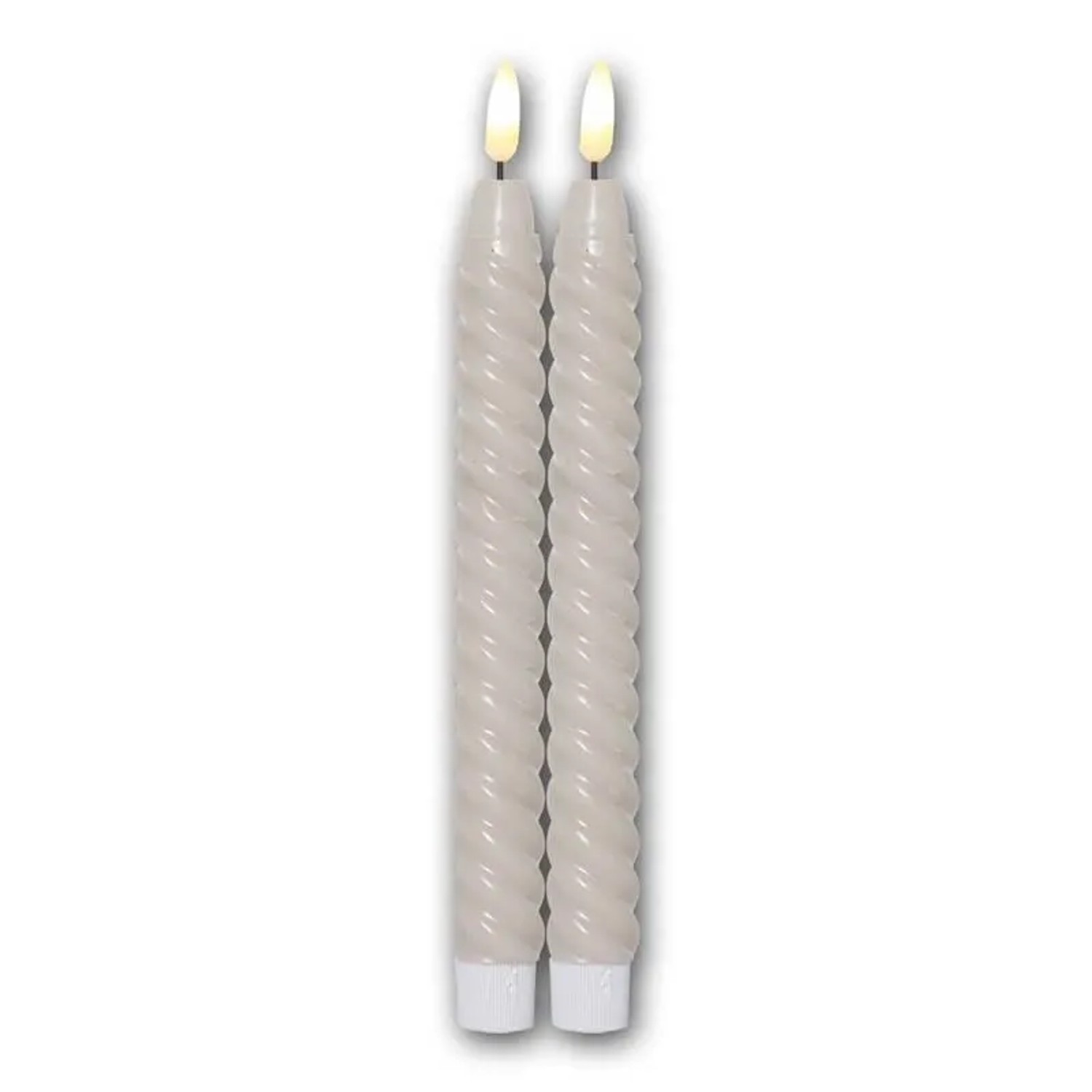 Star Trading LED Stabkerzen SWIRL 2er Set Beige 3D Flamme & Timer