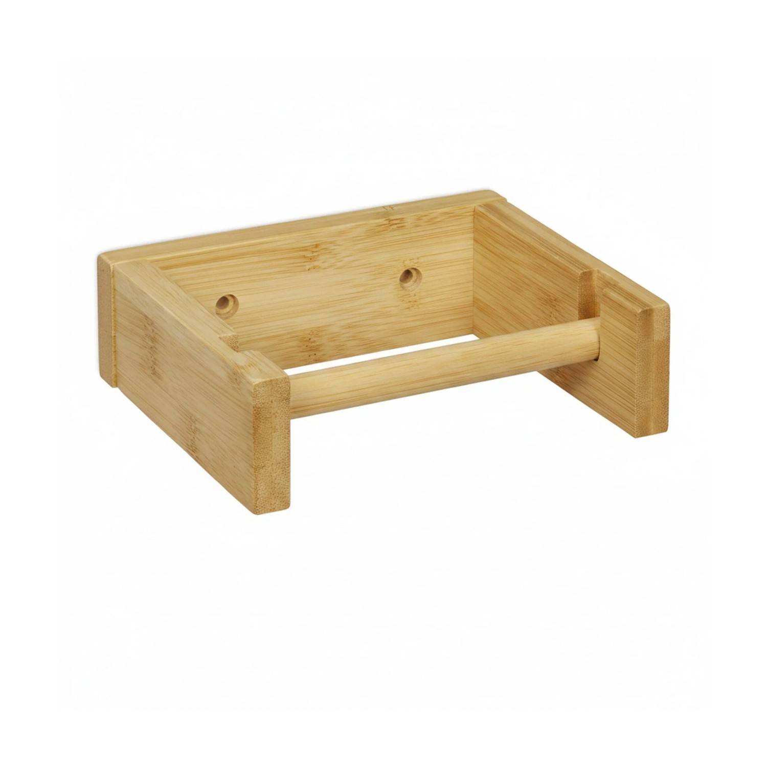 Relaxdays Toilettenpapierhalter Bambus Natur Wandmontage 5 cm x 16 cm x 13 cm