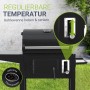 Detailaufnahme Holzkohlegrill Missouri: Höhenverstellbare Kohleschale und Thermometer für optimale Temperaturkontrolle.