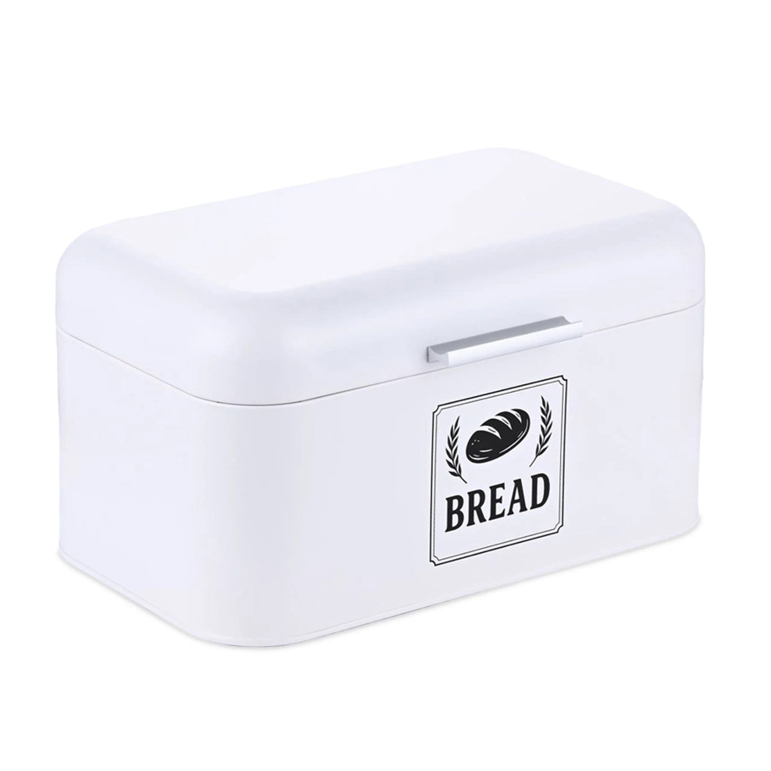 Relaxdays Brotkasten Eisen Weiß mit Deckel und Griff 16,5 cm x 30 cm x 19 cm 1 kg
