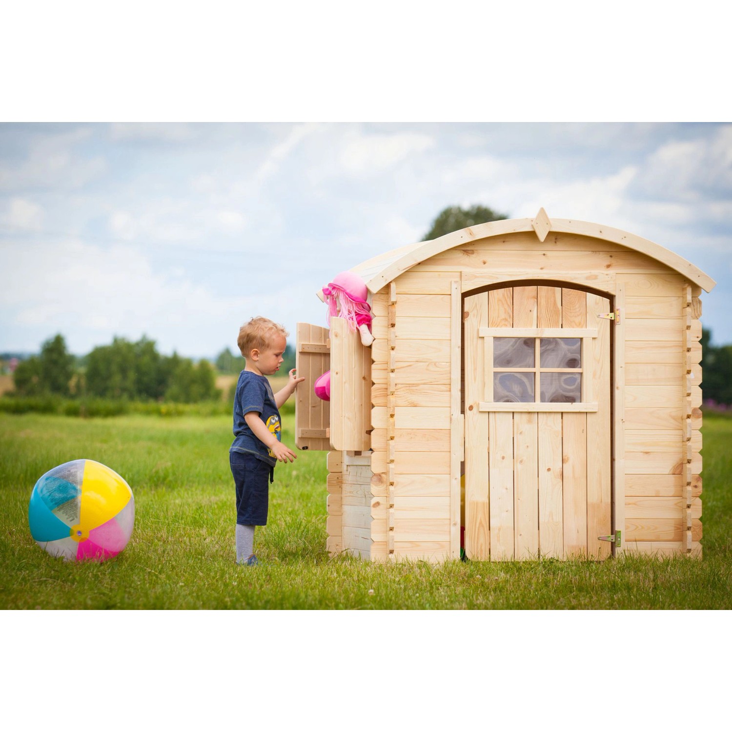 Timbela Kinderspielhaus aus Holz M505 1,1 m² mit Boden und