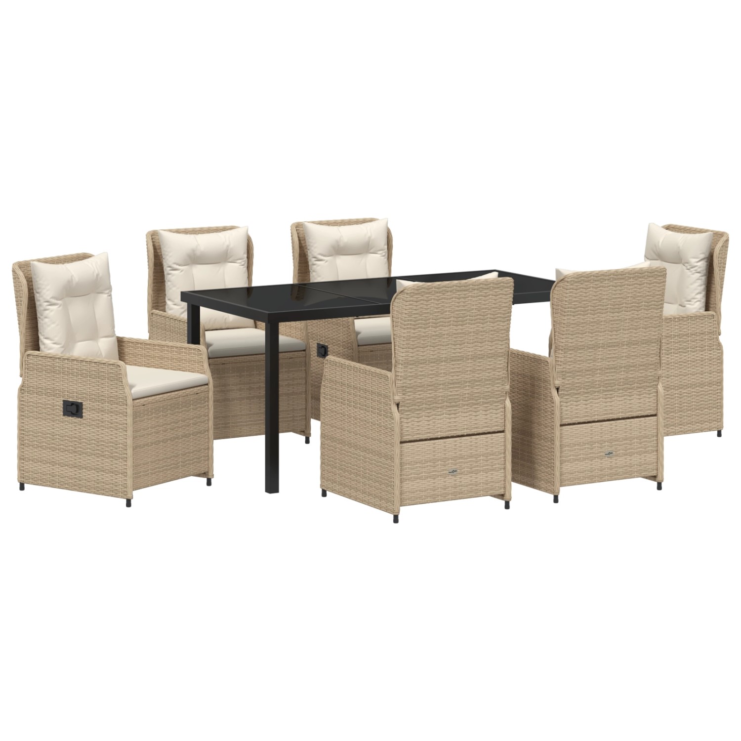 vidaXL Garten Essgruppe 7-Tlg Beige Poly Rattan 3380971 günstig online kaufen