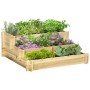 Outsunny Hochbeet aus Tannenholz mit drei Ebenen und verschiedenen Pflanzen.