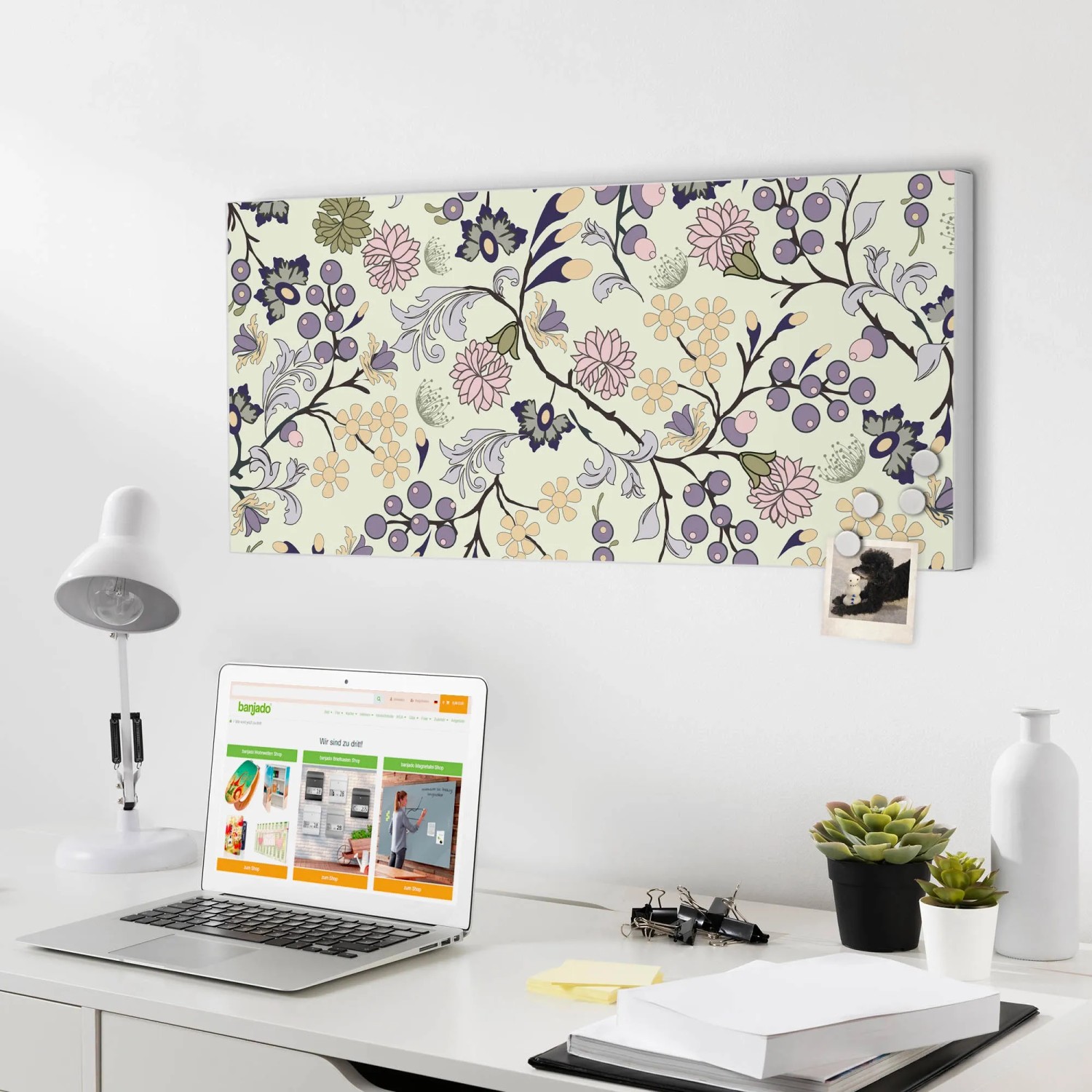 Banjado Magnettafel 37x78cm Magnetwand Weiß Aus Metall Magnetpinnwand Pinnwand Inkl. 4 Magnete Motiv Nautilus Kaufen Bei