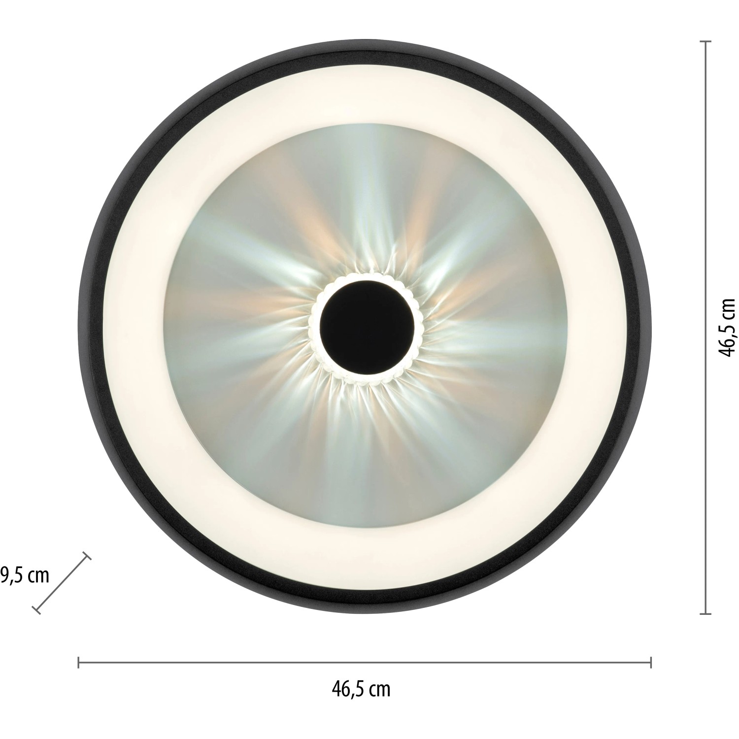Schwarze LED-Deckenleuchte Vertigo (Ø 46,5 cm) mit Kristall-Effekt für stimmungsvolles Licht.
