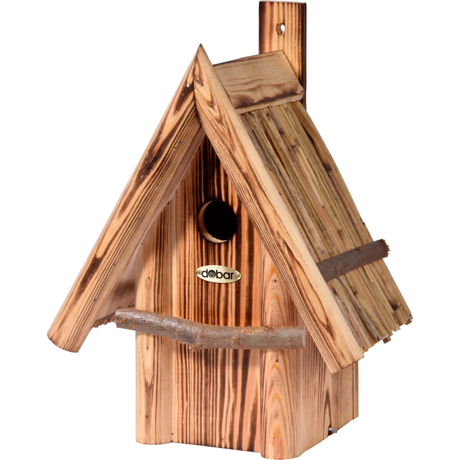 Dobar Geflammter Nistkasten mit Schilfrohr-Spitzdach 26 x 19 cm x 33 cm Kiefer