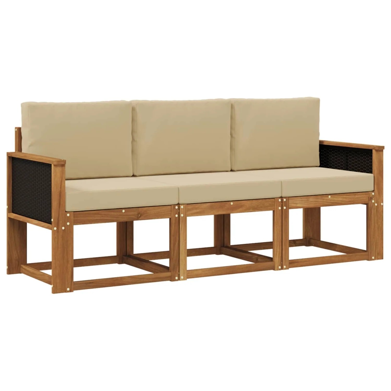 vidaXL Outdoor-Sofagarnitur mit Kissen 3 Stk Natur 3384944