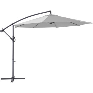 Grauer Ampelschirm Alvarado Ø 300 cm mit Kurbel und seitlichem Mast.