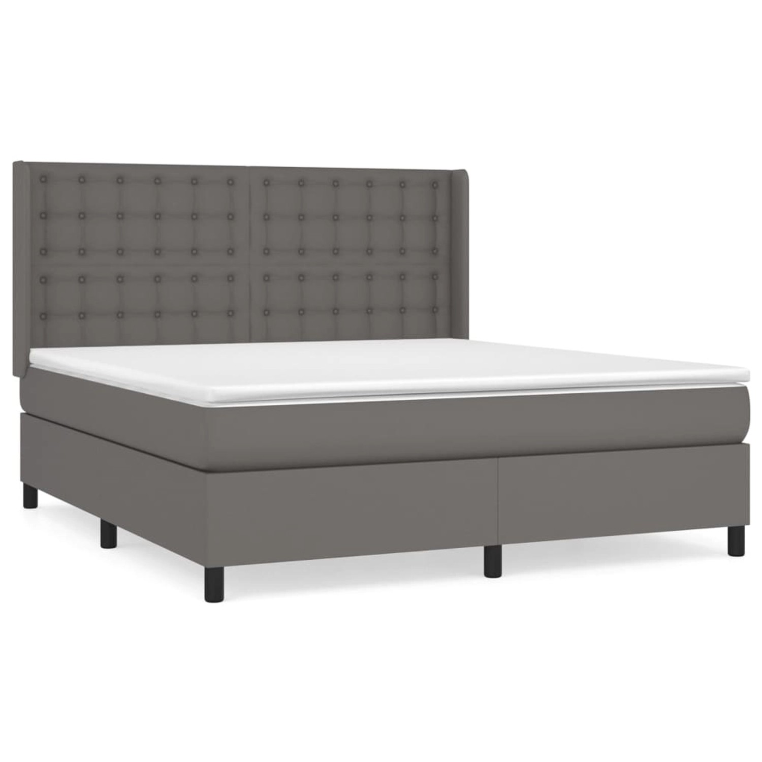 vidaXL Boxspringbett mit Matratze Grau 180x200 cm Kunstleder1466502 günstig online kaufen