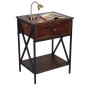 Relaxdays Nachttisch Eisen MDF Dunkelbraun Schwarz Verstellbar Rutschfest 55 cm x 40 cm x 30 cm