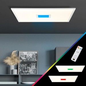 Weißes LED Panel Odella 60x60 cm mit RGB und Fernbedienung für variable Lichteffekte.