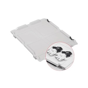 Graue PROREGAL Eurobox mit Scharnierdeckel (65L) und schwarzen Griffen. Aufbewahrungsbox für Lagerung und Transport.