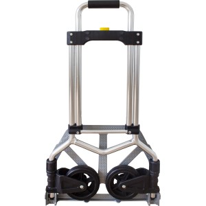 Zusammengeklappte Transport- und Sackkarre mit max. 70 kg Tragkraft, ideal für den Transport.