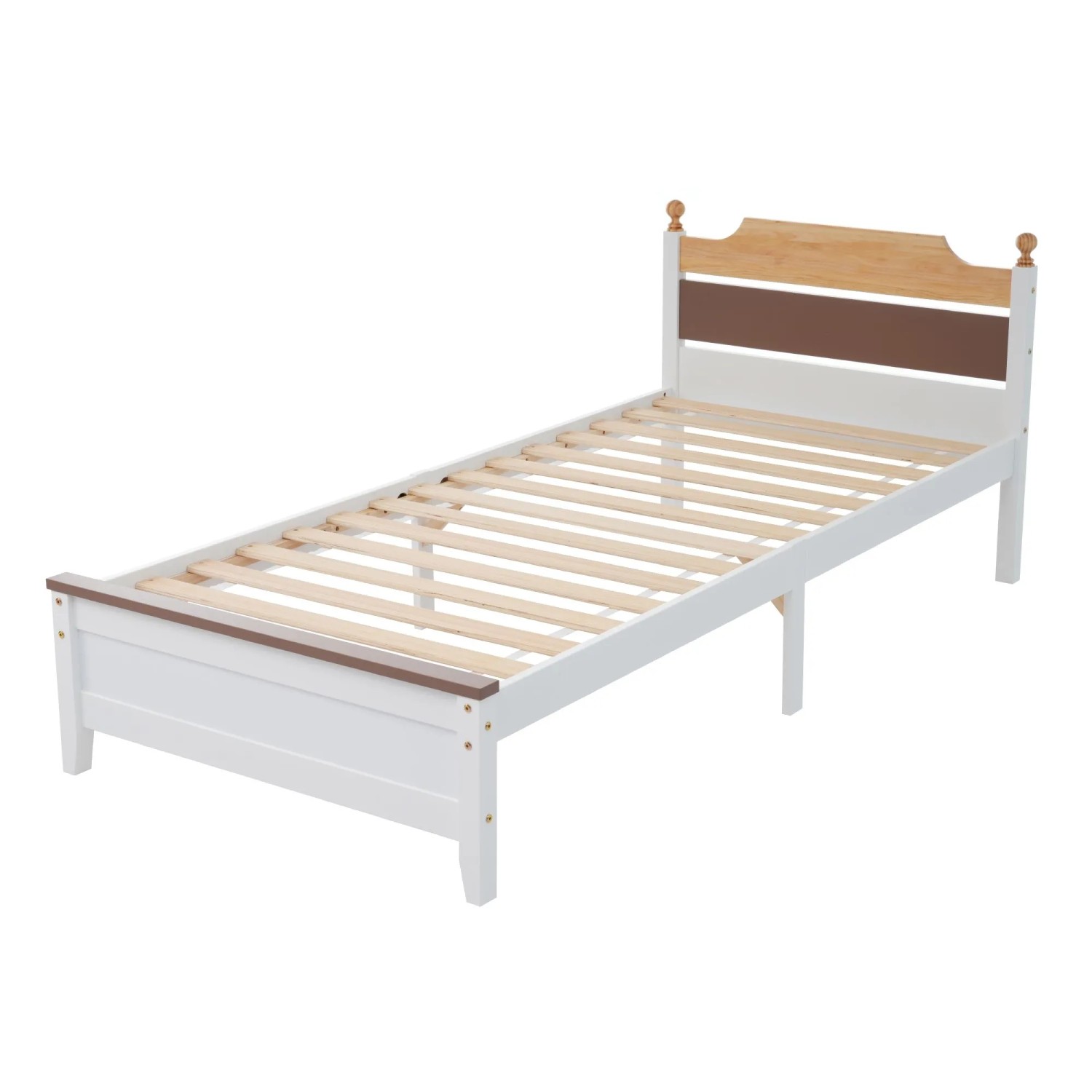 KOMHTOM Einzelbett 90 x 200 Cm  Kiefernholzrahmen Mit Mittelstützbein  Bett Für Jugendliche Und Erwachsene  Mit Kopf- Und Fußteil Aus Mdf  Weiß