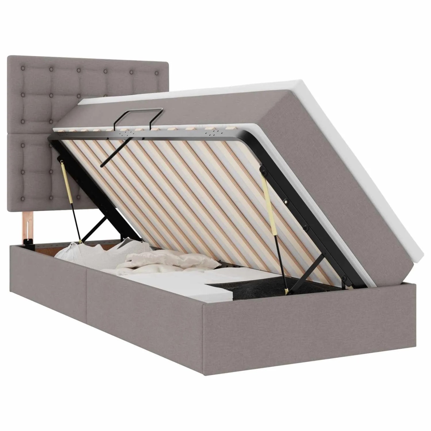 vidaXL Aufbewahrungsbett mit Matratze Taupe 90 x 200 cm Polyester 3371883