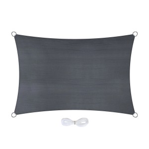 Rechteckiges, graues Jardinion Sonnensegel 2x3m mit Seil für Garten, Balkon oder Terrasse.