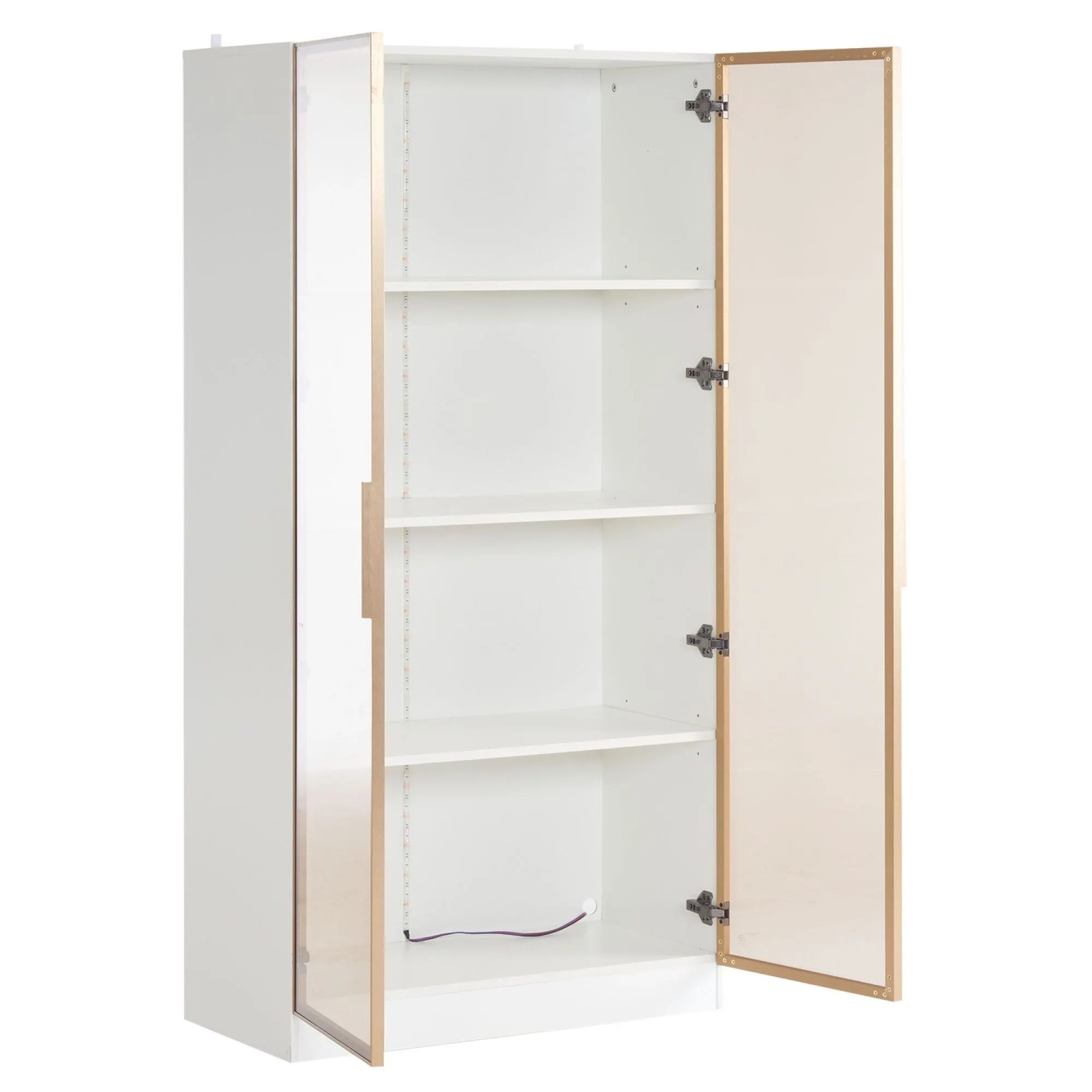 okwish Vitrine mit LED Beleuchtung Verstellbare Einlegeböden Wohnzimmer 80x40x160cm Weiß