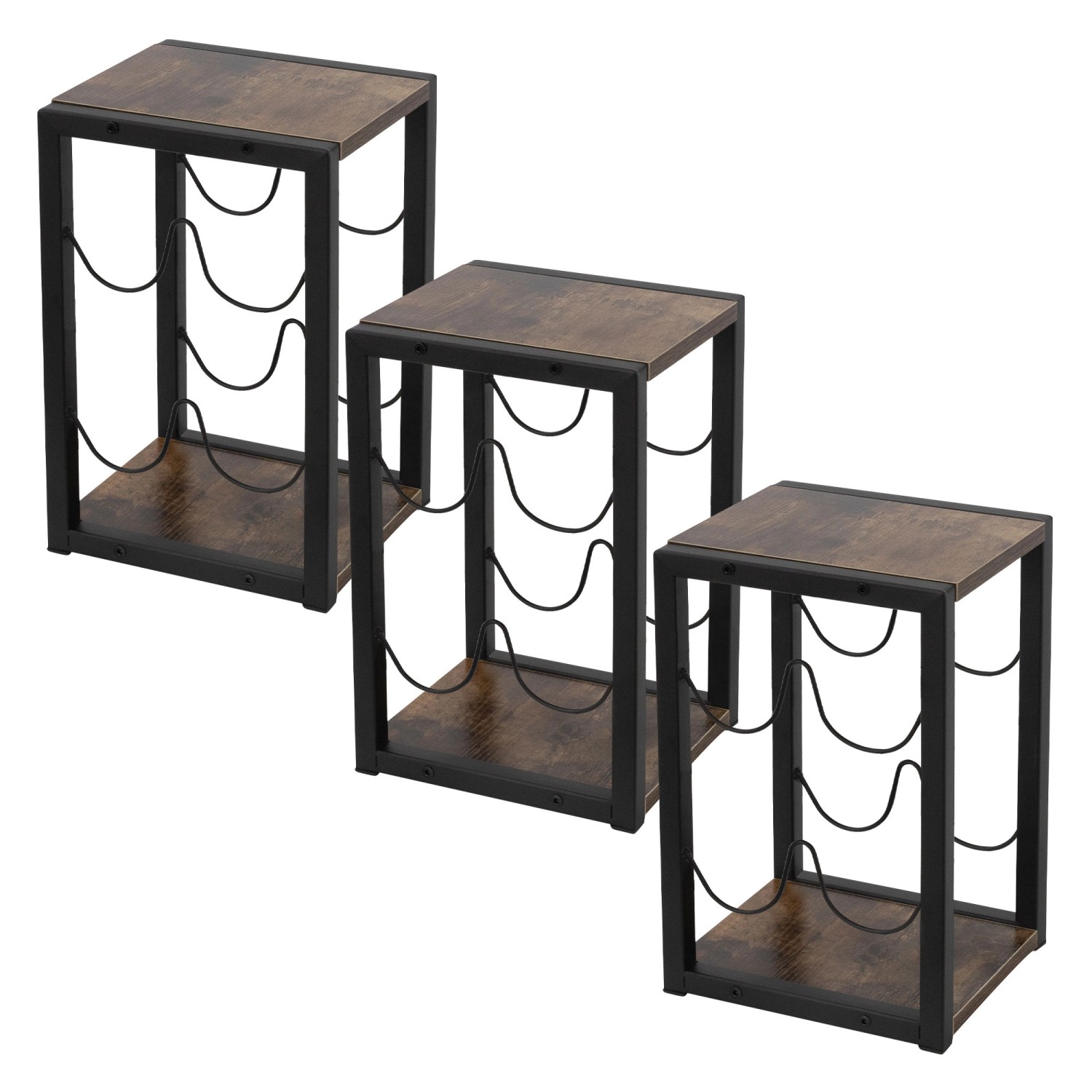 ML-Design 3x Weinregal für 4 Flaschen 24x21x37,5cm Freistehendes aus Holz M günstig online kaufen