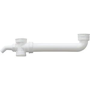 Weiße LUX Ablaufverbindung für Doppelspüle, 44,8/47,8 mm, aus Kunststoff.