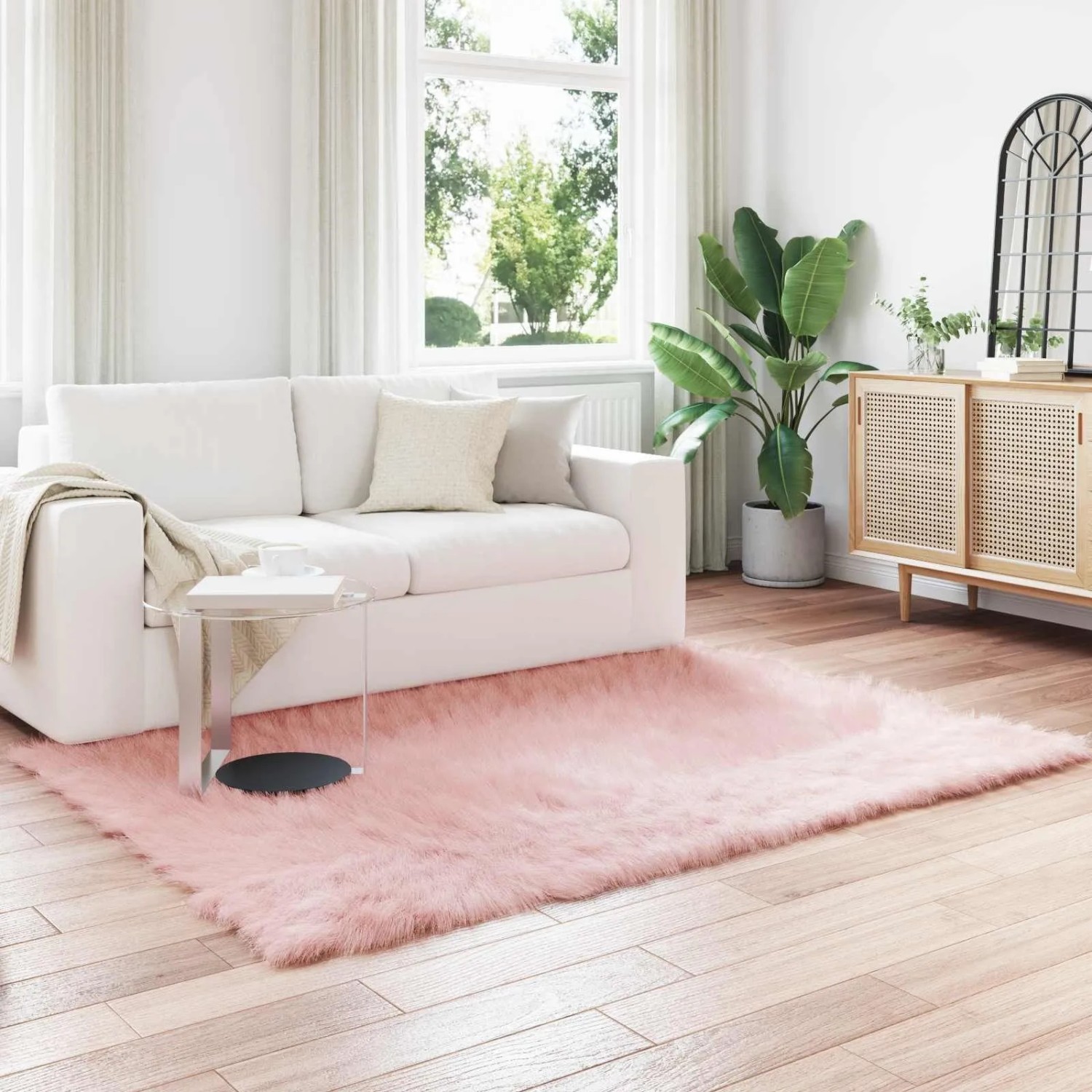 vidaXL Kunstschaffell Teppich Tafalla Rosa 120 x 170 cm Polyester 42021548_2