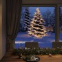 Paulmann LED-Lichterkette Yuna: Beleuchteter, verschneiter Baum im Garten bei Nacht. Dekorative RGB Außenbeleuchtung für festliche Stimmung.