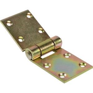Gelb verzinktes Scharnier, 130x50 mm, für bewegliche Verbindungen im Außenbereich.
