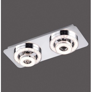 Moderne LED-Deckenleuchte Tim Chrom mit Kristalloptik, 40x17 cm.