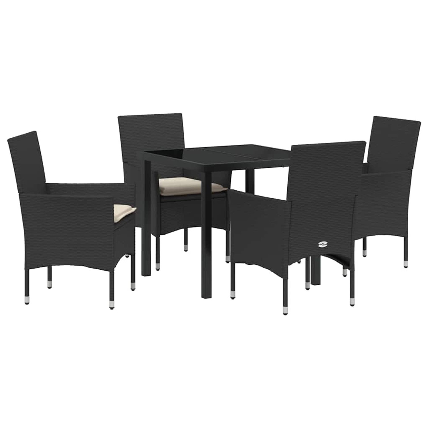 vidaXL Garten Essgruppe mit Kissen 5-Tlg Schwarz Poly Rattan 3379766 günstig online kaufen
