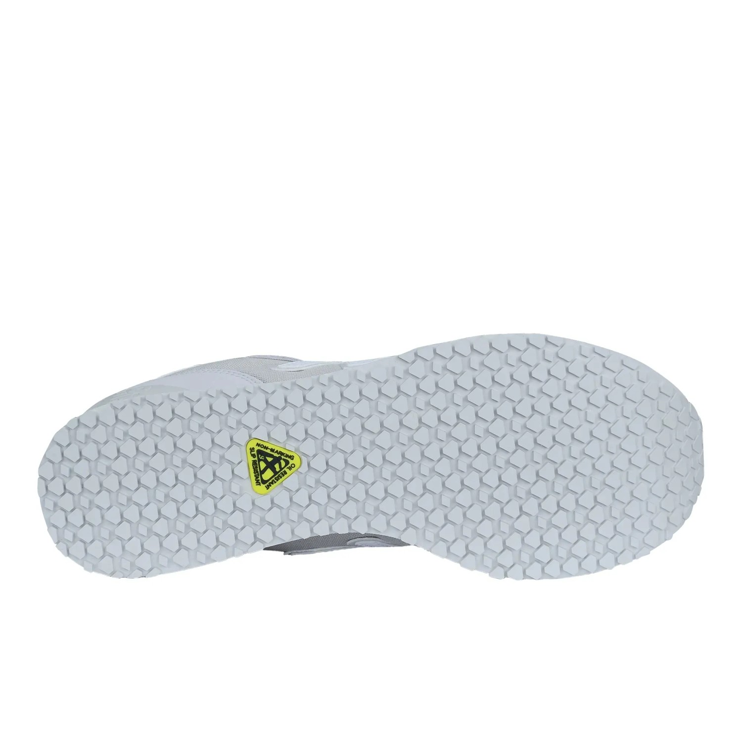 Sohle des grauen New Balance Berufsschuhs 515 SR für Damen, Gr. 37, mit rutschhemmendem Profil.