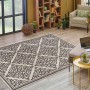 Grauer Kurzflor Teppich im Vintage Look, 160x230 cm, mit orientalischem Muster.