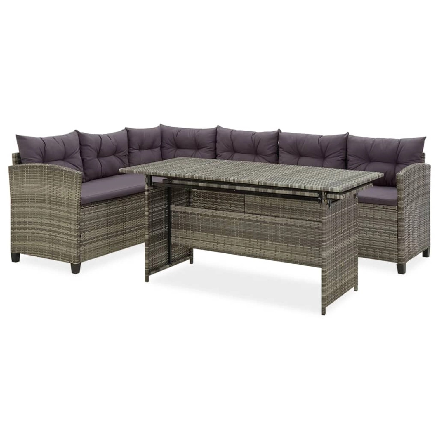 vidaXL 2-Tlg Garten-Lounge-Set mit Kissen Poly Rattan Grau 316871
