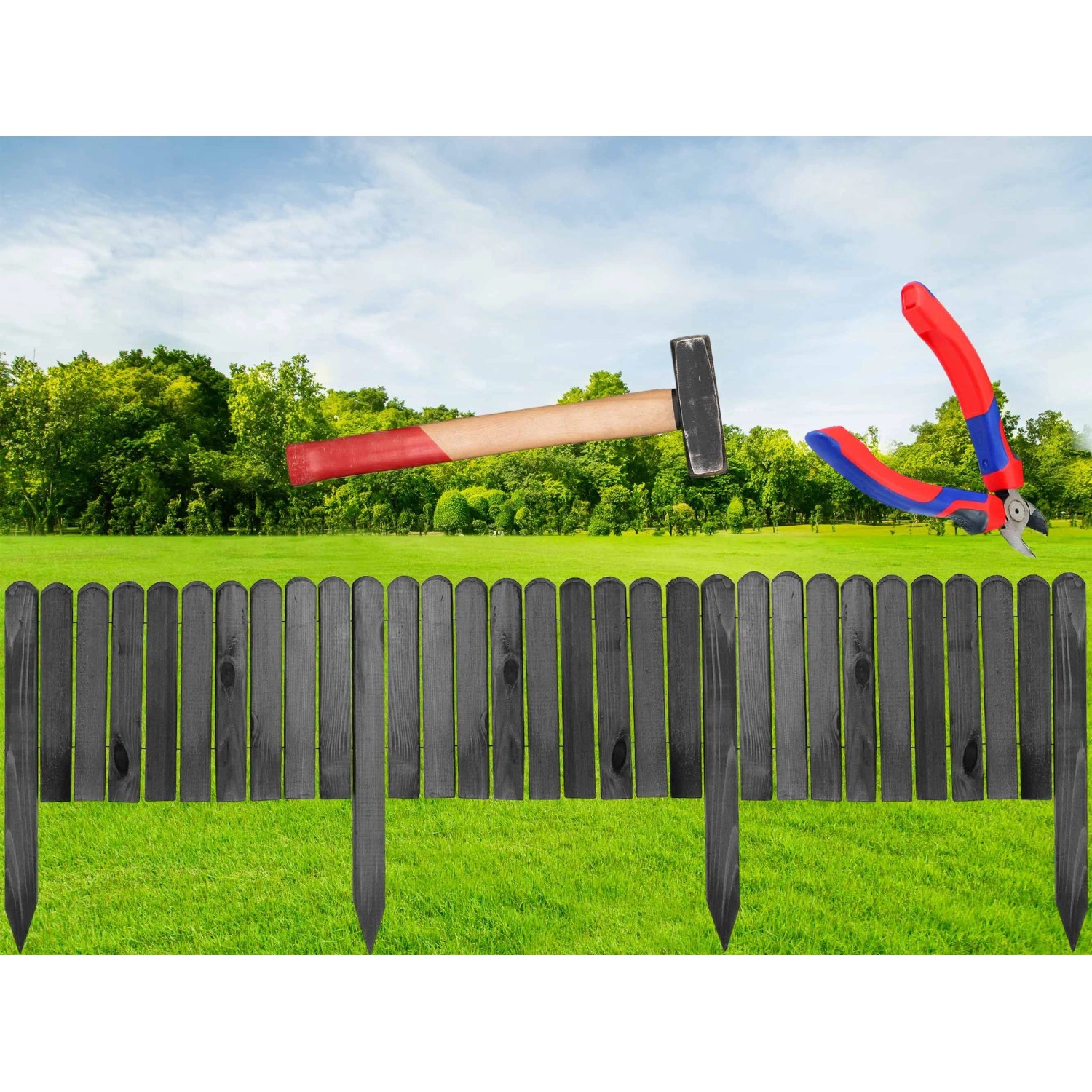 Aquagart Holz Rollzaun Grau 30x200 cm Beeteinfassung Für Beet und Rasenabgrenzungen I Flexible Beetumrandung Für Wege_8