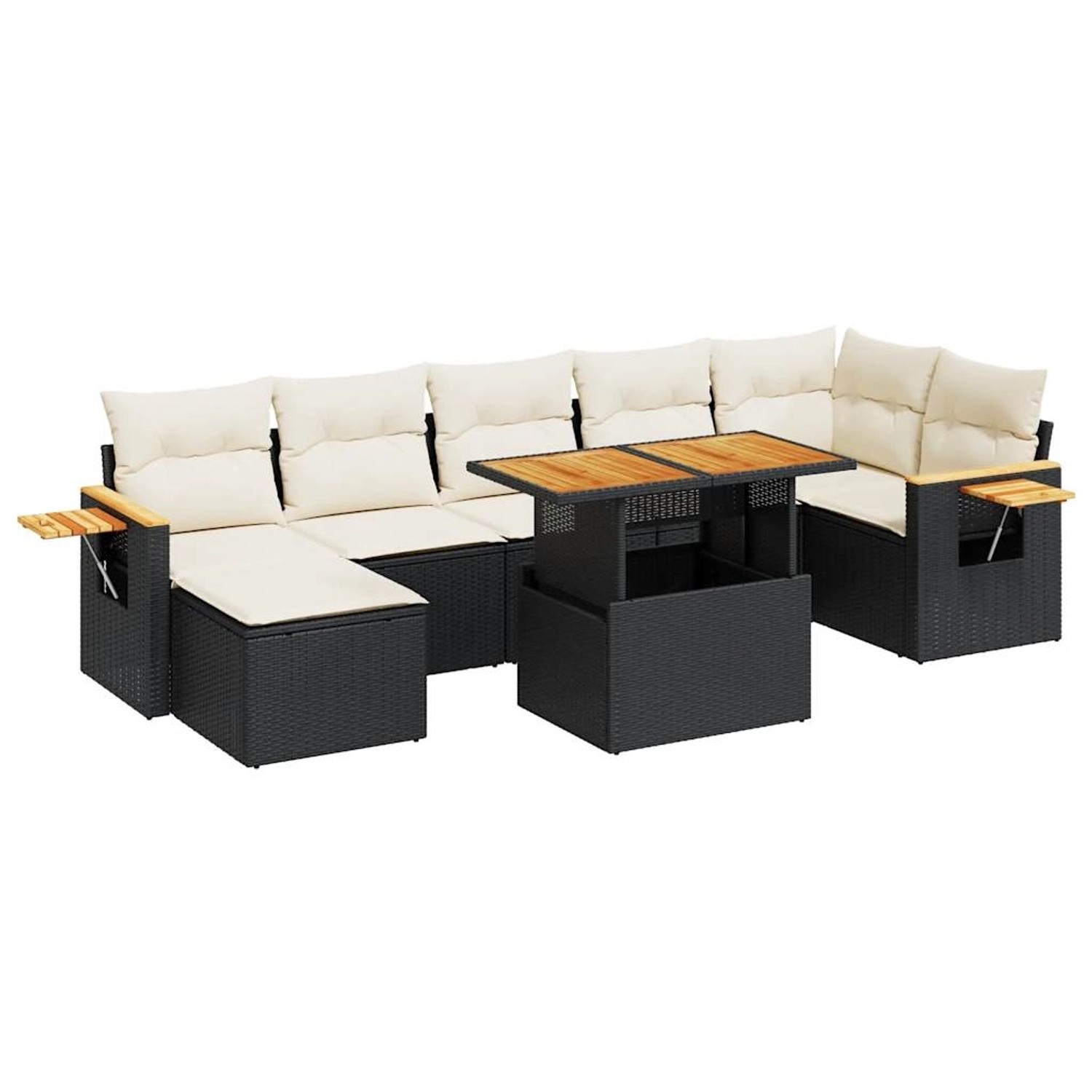vidaXL 8-Tlg Garten-Sofagarnitur mit Kissen Schwarz Poly Rattan 3327626 günstig online kaufen