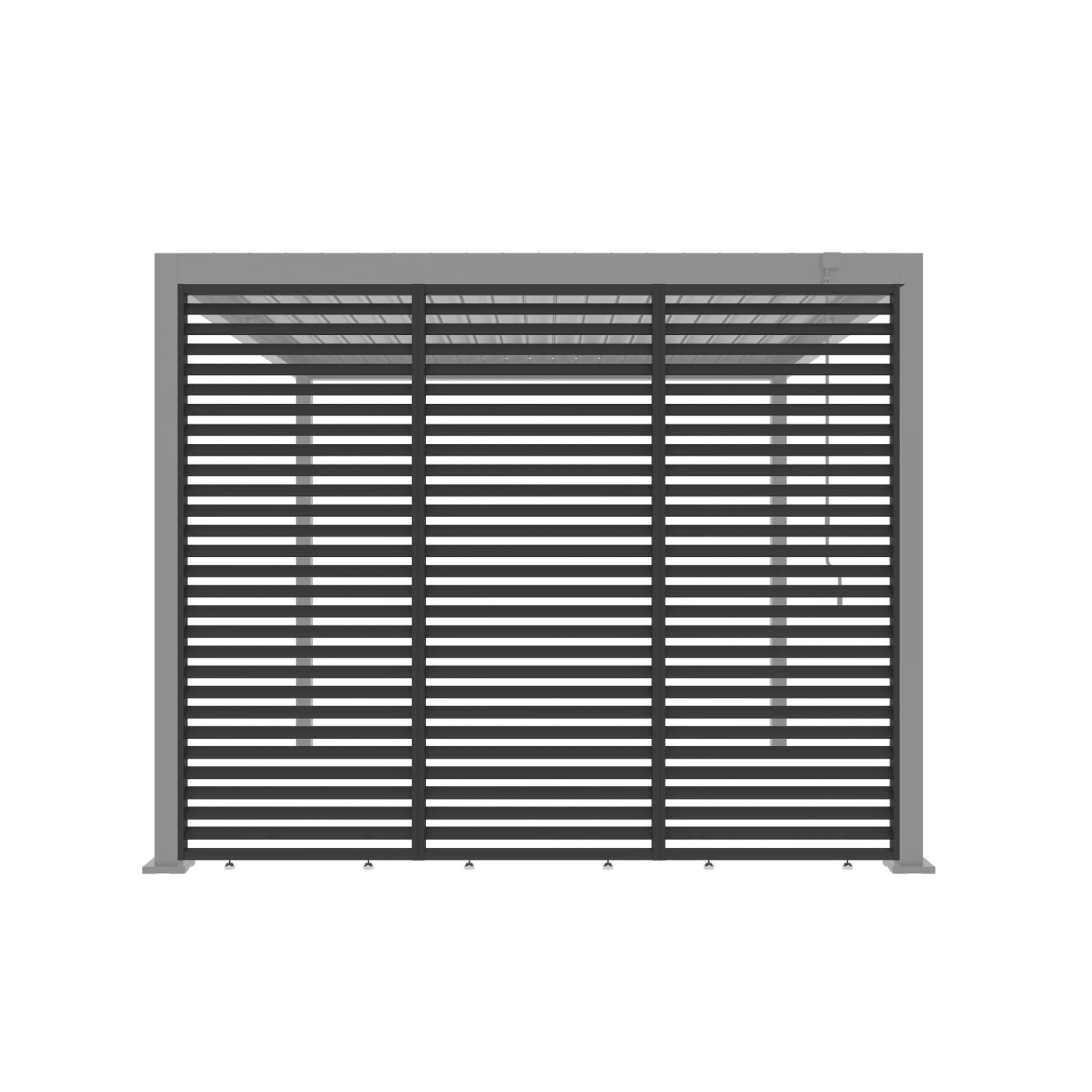Anthrazitfarbene MWH Lamellenwand 93cm für Pergola. Bietet Privatsphäre und Stabilität für den Außenbereich.