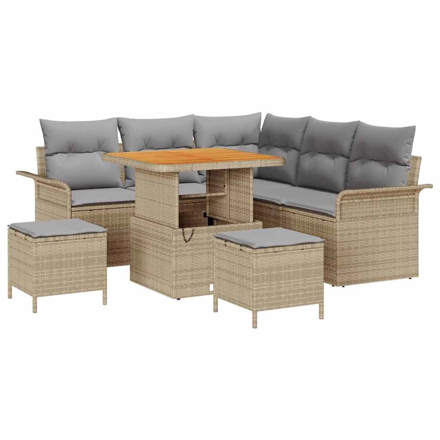 vidaXL Garten-Sofa-Set Höhenverstellbar 8-Tlg Beige Poly Rattan 3362132 günstig online kaufen