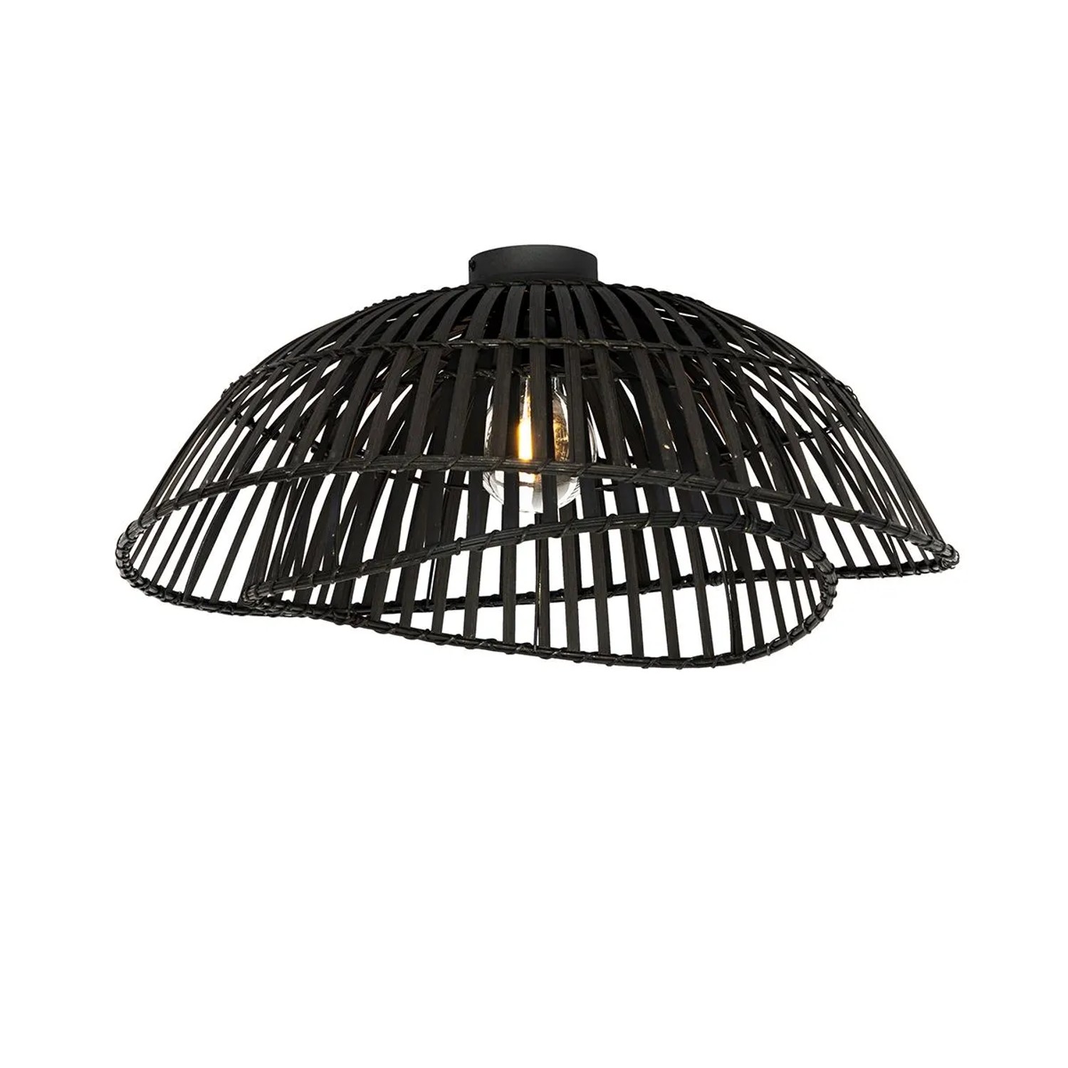 QAZQA Orientalische Deckenleuchte aus Schwarzem Bambus 62 cm Pua