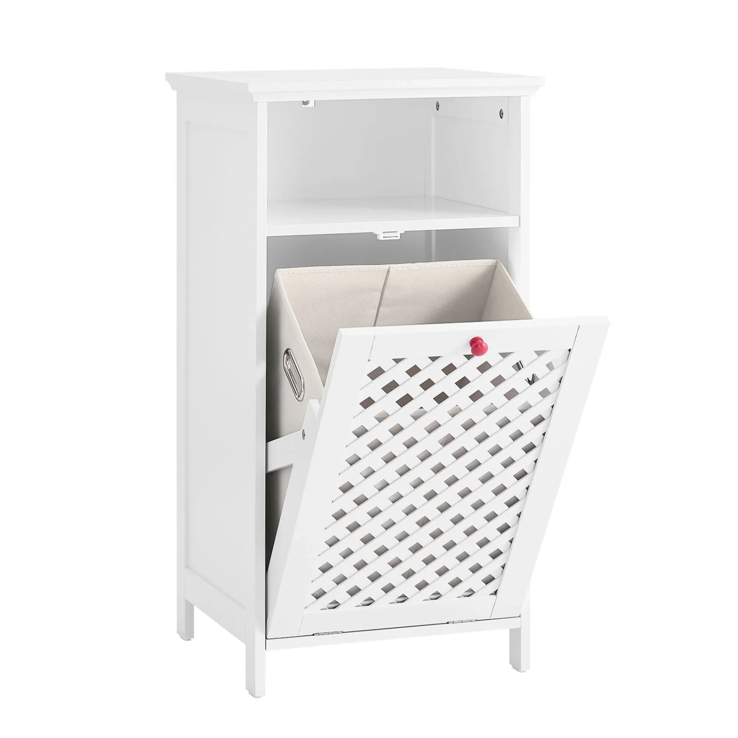 SoBuy Badezimmerschrank mit Wäschekorb und Offenem Fach Wäscheschrank Weiß günstig online kaufen