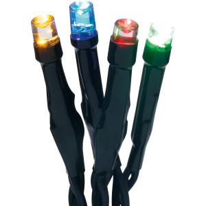 LED-Vorhang mit 240 Multicolor LEDs und grünem Kabel für Außen- und Innenbereiche.