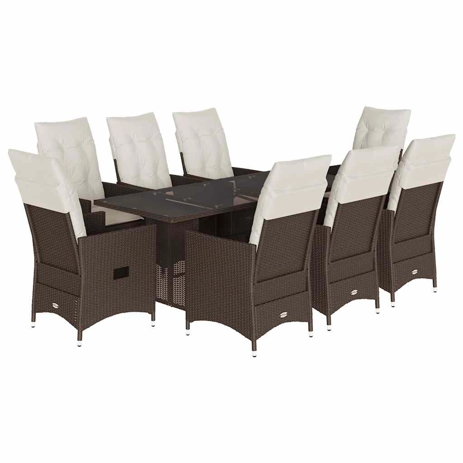 vidaXL 9-Tlg Garten-Essgruppe mit Kissen Braun Poly Rattan 3276777 günstig online kaufen