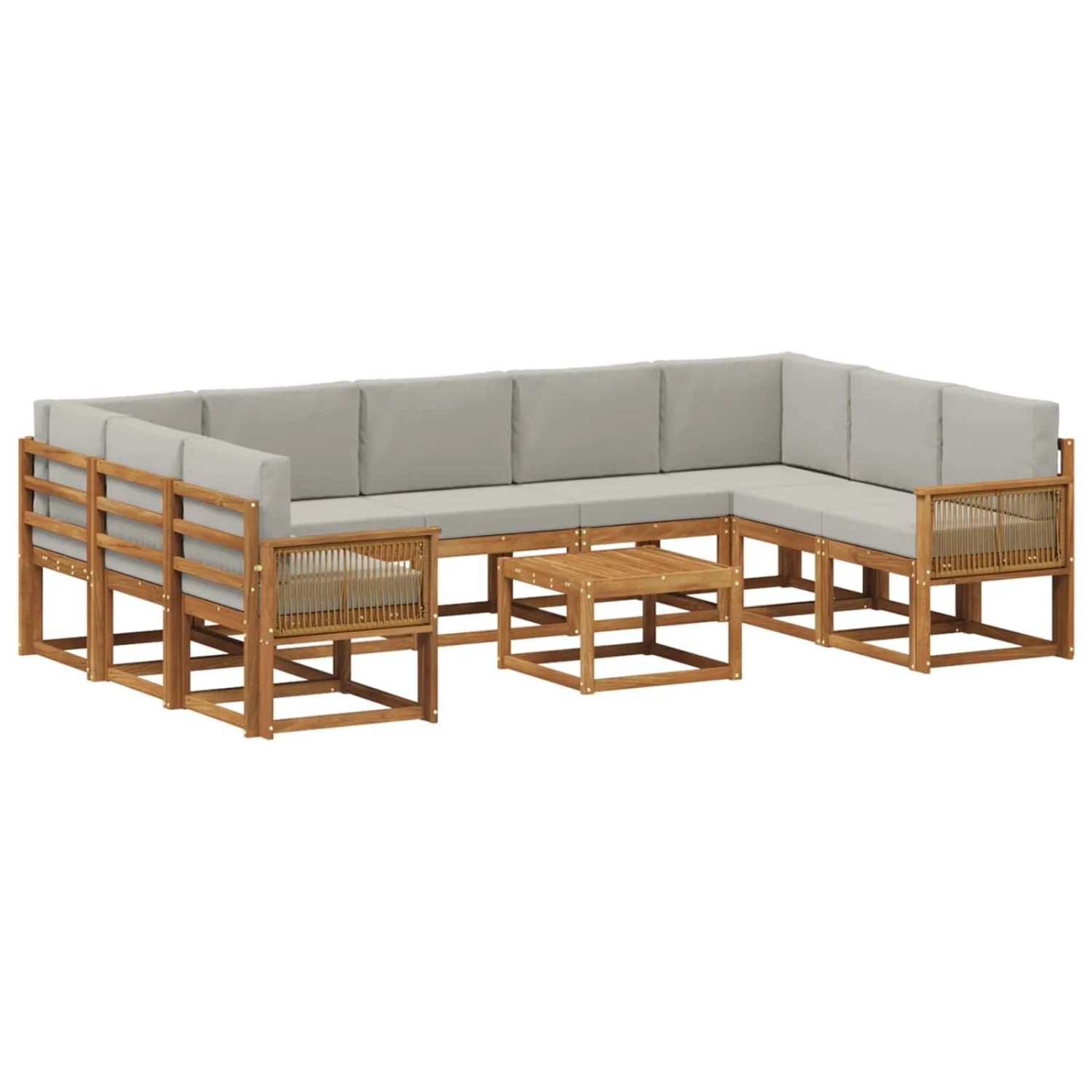 vidaXL Outdoor-Sofagarnitur mit Kissen 10 Stk Natur und Hellgrau 3385557