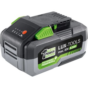 LUX-TOOLS Akku AK-20/8.0, 20 V, 8 Ah für Elektrowerkzeuge des 1 PowerSystem. Hohe Leistung und lange Laufzeit.