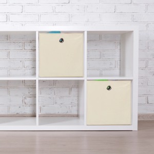 Relaxdays Faltbox 4er Set Polyester Beige Zusammenfaltbar 30 cm x 30 cm x 30 cm