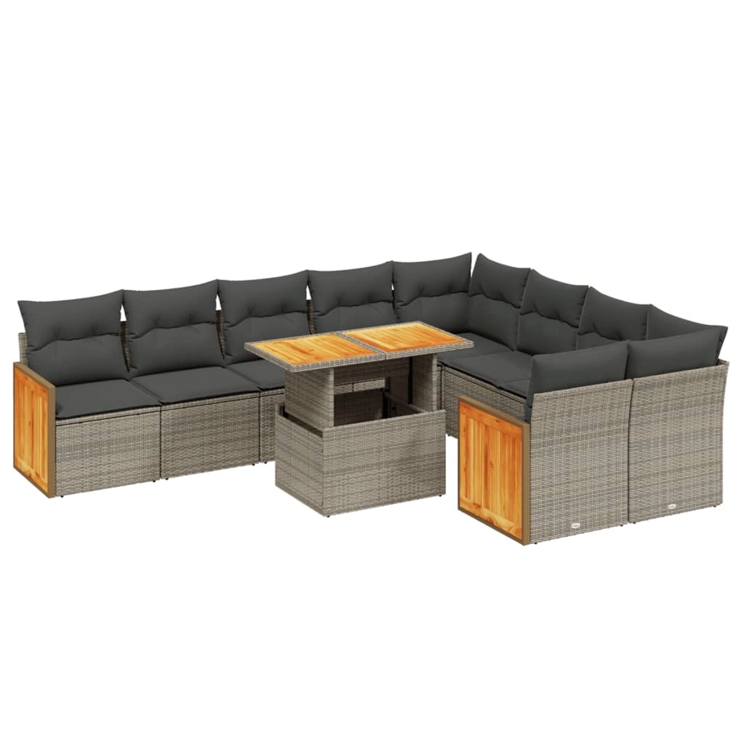vidaXL 10-Tlg Garten-Sofagarnitur mit Kissen Grau Poly Rattan 3274119 günstig online kaufen
