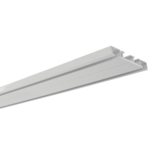 Weiße Gardinia Aluminium Vorhangschiene, 2-läufig, 200 cm lang.